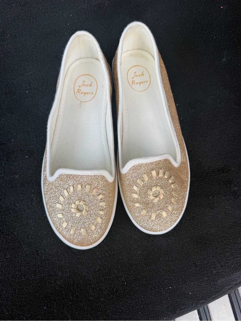 Jack Rogers Women’s Rose Gold Glitter Slip-On Flats Size 7.5